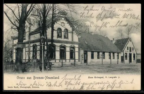 AK Bremen-Neuenland, Gasthaus Zum Krimpel, Bes. H. Langrehr jr.