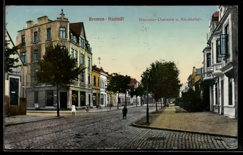 AK Bremen-Hastedt, Hastedter Chaussee und Kirchhofstrasse