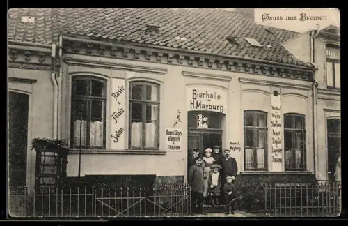 AK Bremen, Bierhalle von H. Mayburg, Aussenansicht