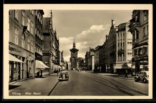 AK Elbing, Alter Markt mit Geschäften