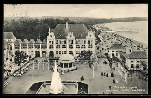 AK Zoppot, Kurgarten, Blick zum Strand