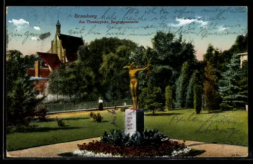 AK Bromberg, Am Theaterplatz, Bogenspannerin