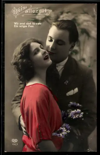 Foto-AK EAS Nr. 7311/1: Liebespaar mit Blumen