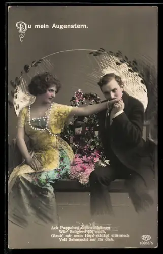 Foto-AK EAS: Nr. 10083 /6, Du mein Augenstern, Er küsst charmant ihre Hand