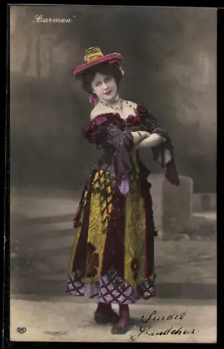 Foto-AK EAS Nr. 327: Carmen, Junge Frau beim Tanz