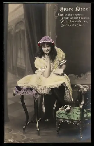 Foto-AK EAS Nr. 587: Erste Liebe!, Seit ich ihn gesehen...