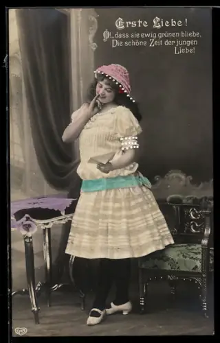 Foto-AK EAS Nr. 587: Erste Liebe!, O! dass sie ewig grünen bliebe..