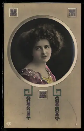 Foto-AK EAS Nr. 2423: Fräulein im rosafarbenen Kleid