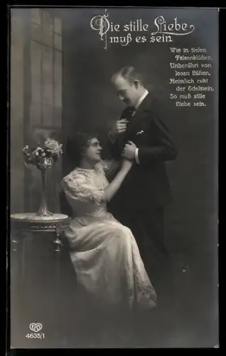 Foto-AK EAS Nr. 4635/1: Elegantes Liebespaar am Tisch