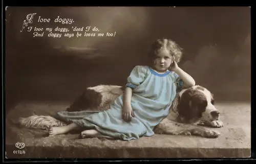 Foto-AK EAS Nr. 0173/6: Kleines Mädchen mit Bernhardiner