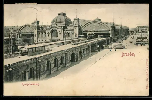 AK Dresden, Der Hauptbahnhof bei Nacht