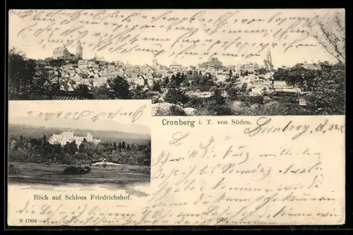 AK Cronberg i. T., Teilansicht von Süden, Schloss Friedrichshof
