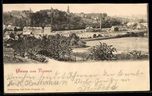 AK Nossen, Ortsansicht mit Schloss und Kirche