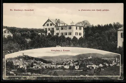 AK Königstein i. Taunus, Dr. Amelung`s Kuranstalt, Panorama vom Hause
