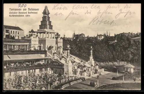 AK Berlin, Terrassen am Halensee, Inhaber Bernhard Hoffmann, Kurfürstendamm 124a