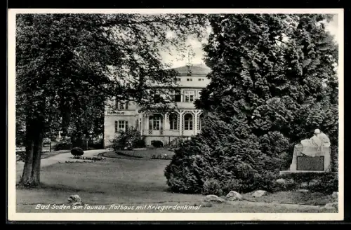 AK Bad Soden am Taunus, Rathaus, Kriegerdenkmal