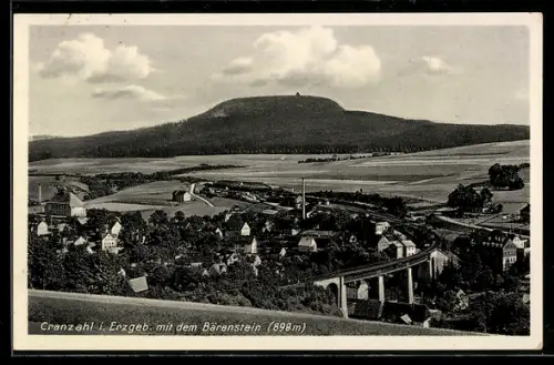 AK Cranzahl i. Erzgeb., Bärenstein, Viadukt, Ortsansicht