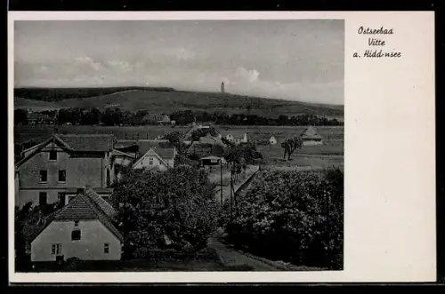 AK Vitte a. Hiddensee, Ortsansicht mit Häusern und Landschaft