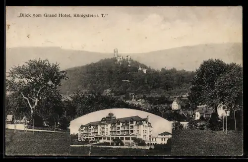 AK Königstein, Ortsausblick und Grand Hotel Königstein