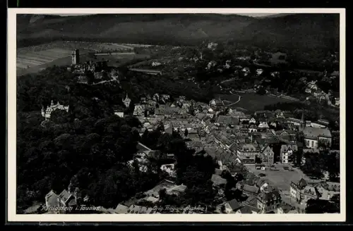 AK Königstein, Blick auf den Ort, Fliegeraufnahme