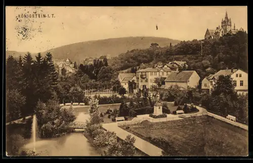 AK Königstein i. T., Gesamtansicht mit Schloss