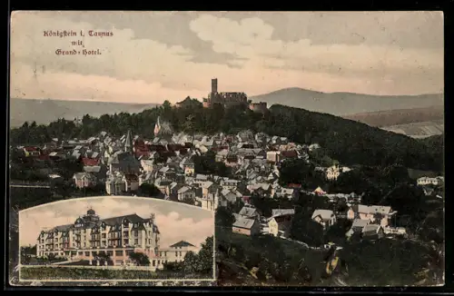 AK Königstein, Panoramaansicht, Grand-Hotel