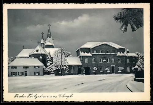 AK Elmpt, Teilansicht des Ortes im Winter