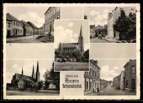 AK Amern /Schwalmtal, Strassenpartie mit Wohnhäusern, Blick auf die Kirche