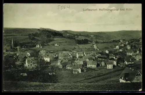 AK Hoffnungsthal bei Köln, Ortsansicht mit Eisenbahnstrecke