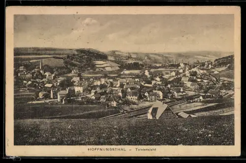 AK Hoffnungsthal, Totalansicht des Ortes mit Kirche