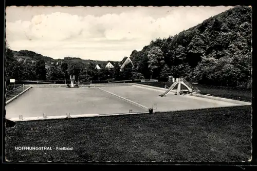 AK Hoffnungsthal, Freibad mit Liegewiese und Rutsche