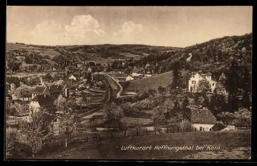 AK Hoffnungsthal bei Köln, Ortsansicht mit Eisenbahnstrecke