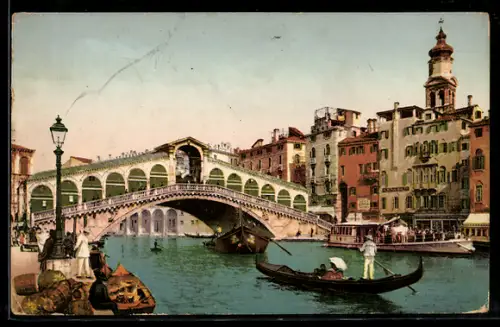 AK Venezia, Ponte di Rialto / Rialto-Brücke