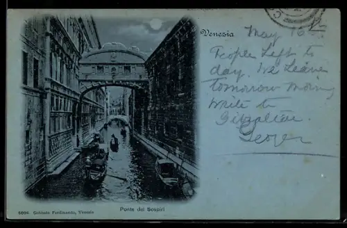 Mondschein-AK Venezia, Ponte dei Sospiri