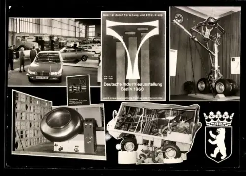 AK Berlin, deutsche Industrie-Ausstellung 1968, Autos und Maschinen