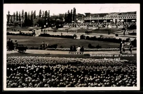 AK Berlin, Sommerblumen am Funkturm