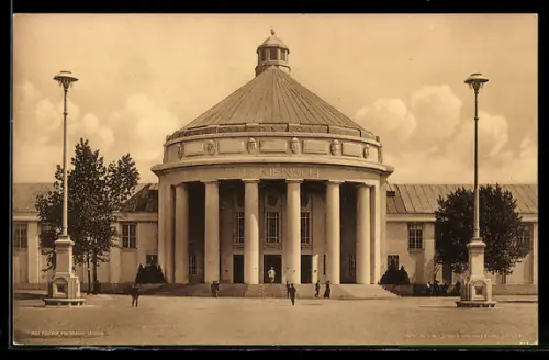 AK Dresden, internationale Hygiene-Ausstellung 1911, Festplatz mit Halle Der Mensch