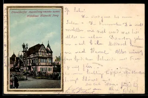 AK Düsseldorf, Düsseldorfer Ausstellung, Weingasthaus Hütwohl Steeg
