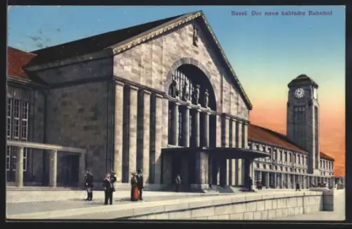 AK Basel, Der neue badische Bahnhof, Aussenansicht