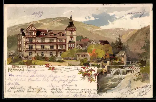 Lithographie Herrenalb, Hotel Post