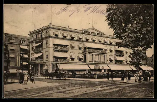AK Baden-Baden, Englischer Hof, Pferdekutsche
