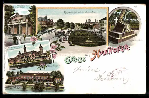 Lithographie Hannover, Mausoleum, Das gesprengte Grab, Königswörtherplatz