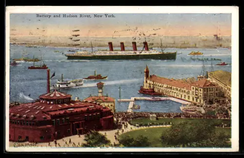 AK New York, NY, Battery and Hudson River