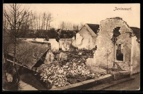 AK Juvincourt, Zerstörte Häuser und Trümmer