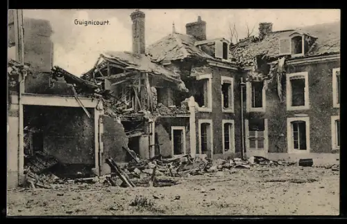 AK Guignicourt, Zerstörte Gebäude