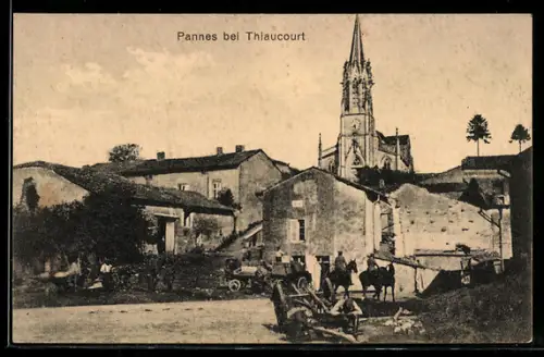 AK Pannes /Thiaucourt, Ortsansicht mit Kirche
