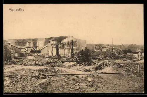 AK Vigneulles, Zerstörte Häuser und Trümmer