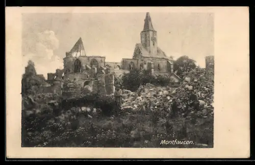 AK Montfaucon, Kirchenruine und Trümmer