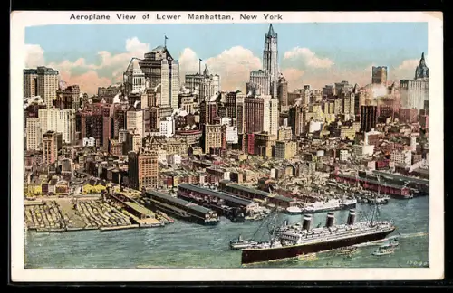 AK New York, NY, Aeroplane View of Lower Manhattan