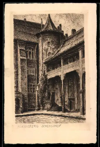 Künstler-AK Königsberg, Partie im Schlosshof